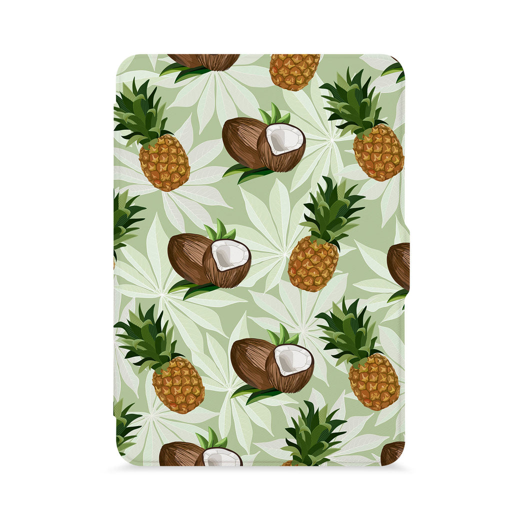 front view of personalized kindle paperwhite case with Tropical Fruits design