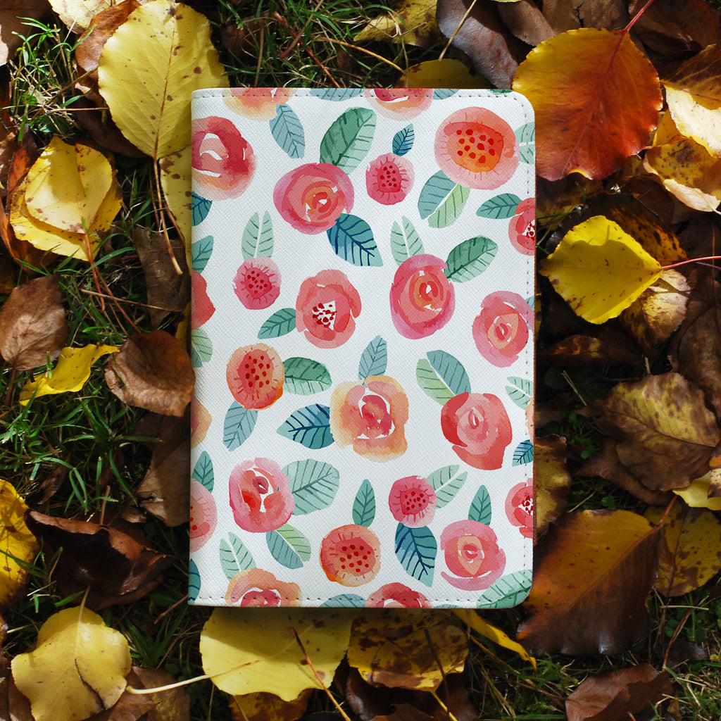 personalized RFID blocking passport travel wallet with Rose design on maple leafs