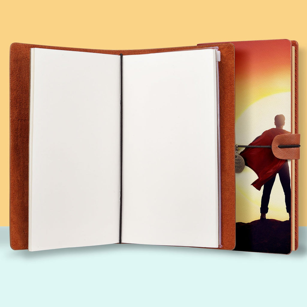 the front top view of midori style traveler's notebook with Father Day design
