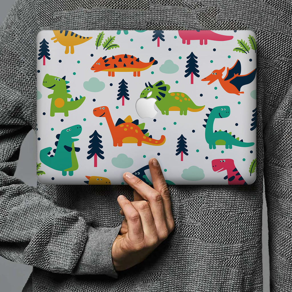 Form-fitting hardshell with Dinosaur design keeps scuffs and scratches at bay