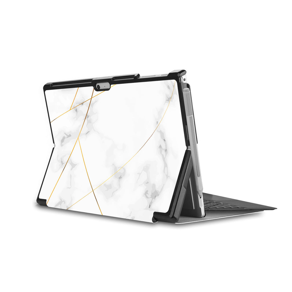 the back side of Personalized Microsoft Surface Pro and Go Case in Movie Stand View with Marble 2020 design - swap