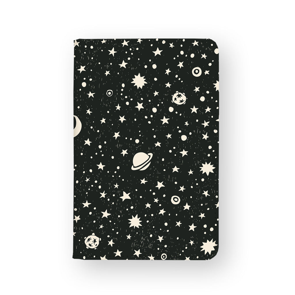 front view of personalized RFID blocking passport travel wallet with Space design