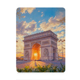 front view of personalized iPad case with pencil holder and France  Famous Attractions design