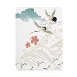 front view of personalized iPad case with pencil holder and Japanese Pattern design