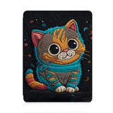 front view of personalized iPad case with pencil holder and Cute Cat design