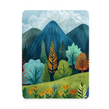 front view of personalized iPad case with pencil holder and Colorful Mountain design