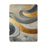 front view of personalized iPad case with pencil holder and Marble design