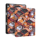 front and back view of personalized iPad case with pencil holder and Sushi Cats design