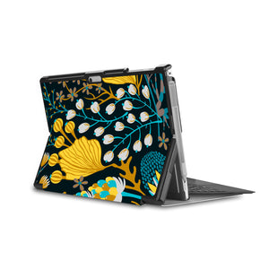 the back side of Personalized Microsoft Surface Pro and Go Case in Movie Stand View with Autumn Leaves design - swap