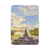 front view of personalized kindle paperwhite case with France Famous Attractions design