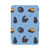 front view of personalized kindle paperwhite case with Sushi Cats design