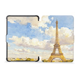 the whole front and back view of personalized kindle case paperwhite case with France Famous Attractions design
