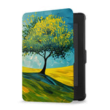 Opens and closes just like a book to wake your Kindle or put it to sleep kindle case with Tree Painting design