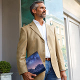 A business man carrying personalized microsoft surface case with Nature Wonder design in the park