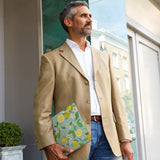 A business man carrying personalized microsoft surface case with Tropical Fruits design in the park